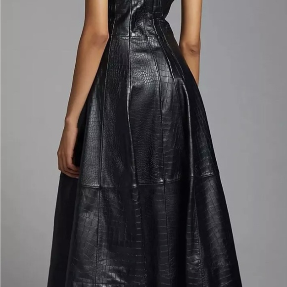 NWT Anthropologie Avec Les Filles Faux Leather Croc Embossed Midi Dress - Picture 2 of 7